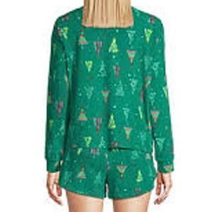 Sleep Chic Womens Long Sleeve Round Neck 2-pc. Shorts Pajama Set, Large (12-14)